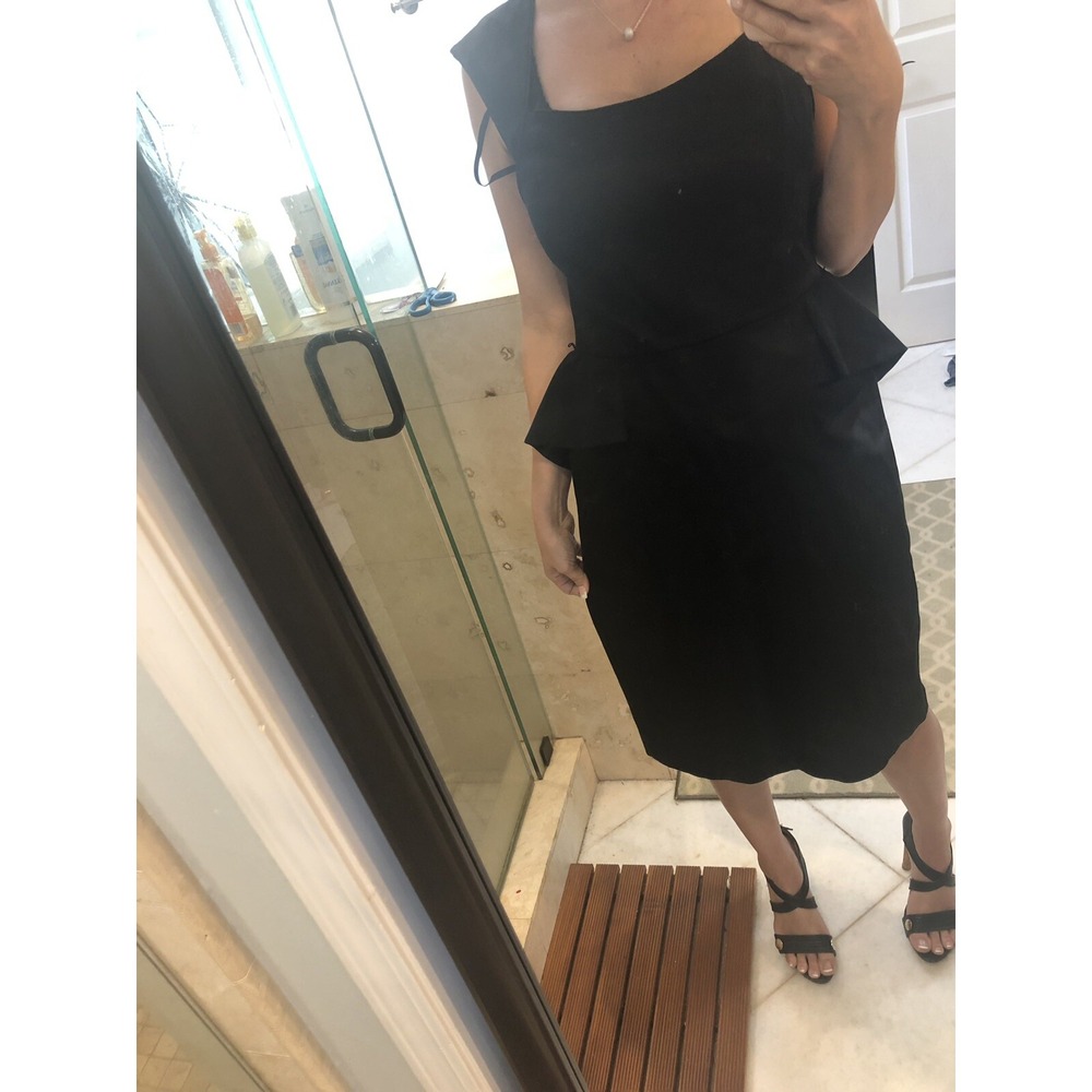 WHITE HOUSE BLACK MARKET $120 Ribbed Open Back Peplum Pencil Dress Size 10